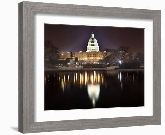 Us Capitol Night Reflection Washington Dc-BILLPERRY-Framed Photographic Print