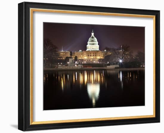 Us Capitol Night Reflection Washington Dc-BILLPERRY-Framed Photographic Print