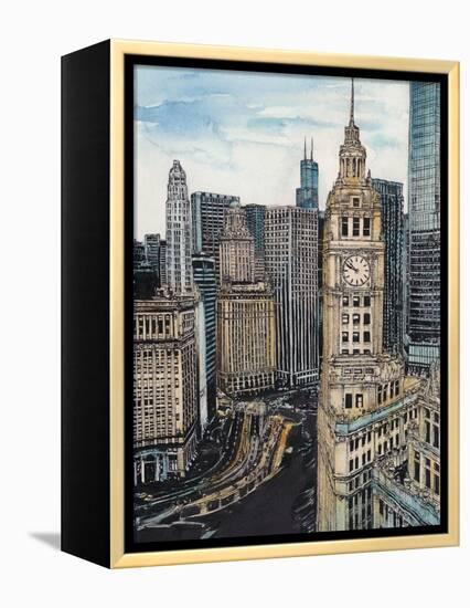 US Cityscape-Chicago-Melissa Wang-Framed Stretched Canvas