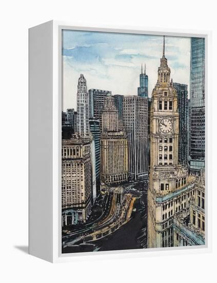 US Cityscape-Chicago-Melissa Wang-Framed Stretched Canvas