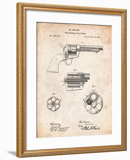 US Firearms Single Action Army Revolver Patent-Cole Borders-Framed Art Print