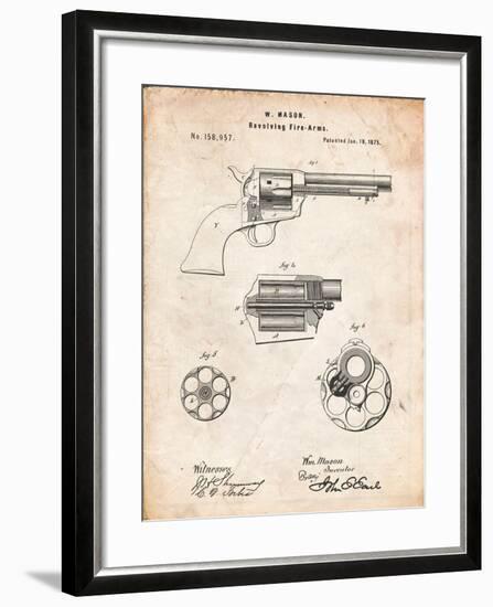 US Firearms Single Action Army Revolver Patent-Cole Borders-Framed Art Print