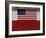 US Flag on Barn and Tulip Field, Skagit Valley, Washington, USA-William Sutton-Framed Photographic Print