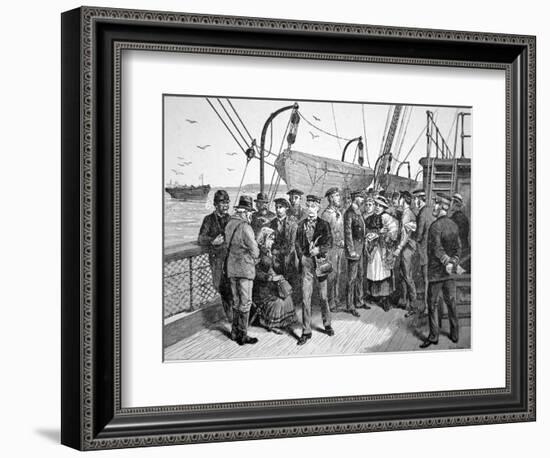 Us Government Health Officers on an Emigrant Ship, Quarantine Point, New York, 1887 (Engraving)-American-Framed Premium Giclee Print