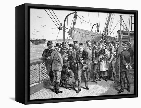 Us Government Health Officers on an Emigrant Ship, Quarantine Point, New York, 1887 (Engraving)-American-Framed Premier Image Canvas