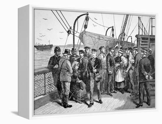 Us Government Health Officers on an Emigrant Ship, Quarantine Point, New York, 1887 (Engraving)-American-Framed Premier Image Canvas