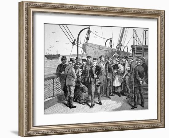 Us Government Health Officers on an Emigrant Ship, Quarantine Point, New York, 1887 (Engraving)-American-Framed Giclee Print