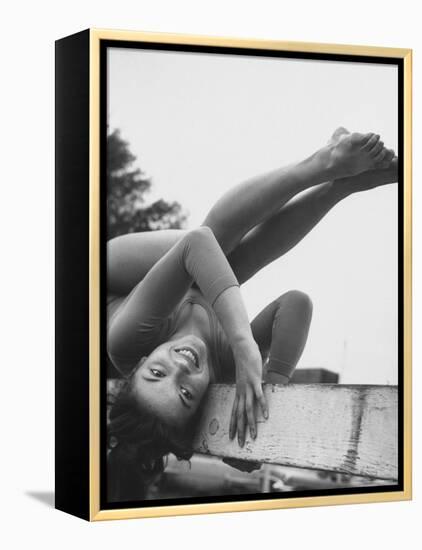 US Gymnast Muriel Davis Practicing at the National Gymnastic Clinic-Stan Wayman-Framed Premier Image Canvas