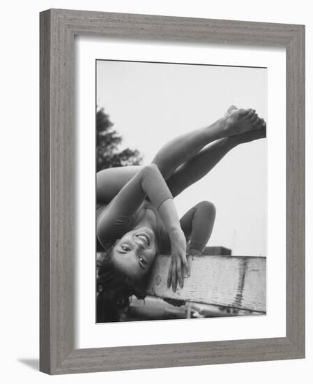 US Gymnast Muriel Davis Practicing at the National Gymnastic Clinic-Stan Wayman-Framed Photographic Print