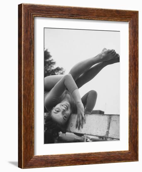 US Gymnast Muriel Davis Practicing at the National Gymnastic Clinic-Stan Wayman-Framed Photographic Print