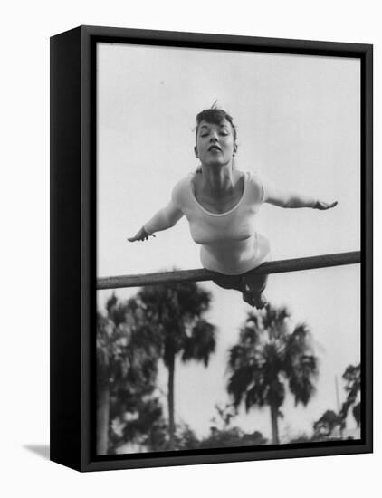 US Gymnast Muriel Davis Practicing at the National Gymnastic Clinic-Stan Wayman-Framed Premier Image Canvas