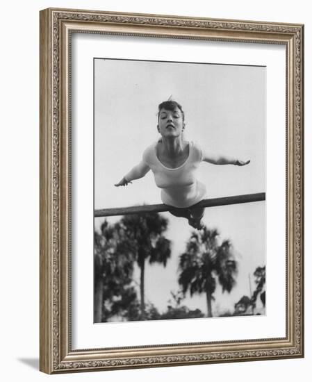 US Gymnast Muriel Davis Practicing at the National Gymnastic Clinic-Stan Wayman-Framed Photographic Print