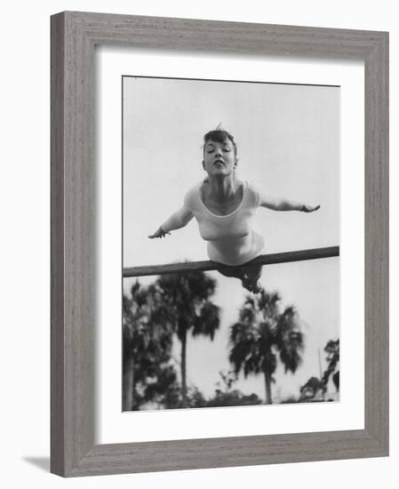 US Gymnast Muriel Davis Practicing at the National Gymnastic Clinic-Stan Wayman-Framed Photographic Print