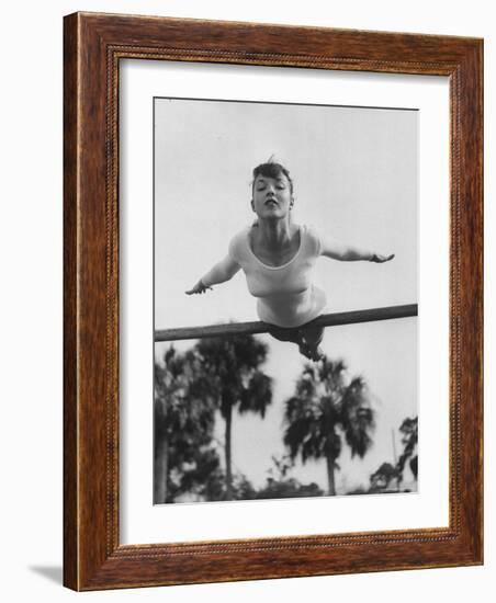 US Gymnast Muriel Davis Practicing at the National Gymnastic Clinic-Stan Wayman-Framed Photographic Print