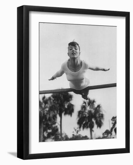 US Gymnast Muriel Davis Practicing at the National Gymnastic Clinic-Stan Wayman-Framed Photographic Print