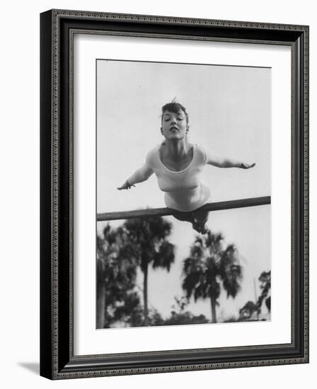 US Gymnast Muriel Davis Practicing at the National Gymnastic Clinic-Stan Wayman-Framed Photographic Print