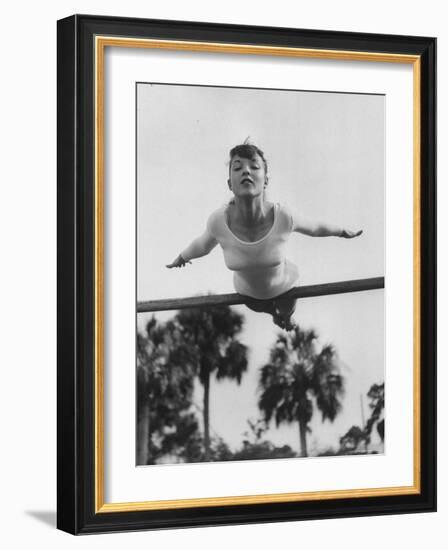 US Gymnast Muriel Davis Practicing at the National Gymnastic Clinic-Stan Wayman-Framed Photographic Print