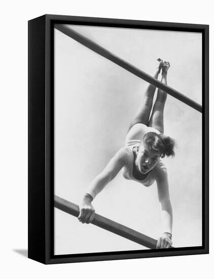 US Gymnast Muriel Davis Practicing at the National Gymnastic Clinic-Stan Wayman-Framed Premier Image Canvas