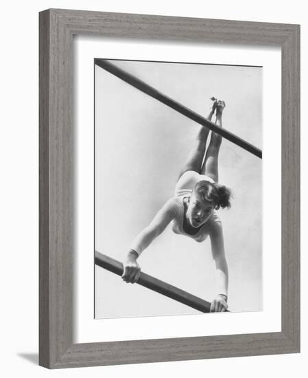 US Gymnast Muriel Davis Practicing at the National Gymnastic Clinic-Stan Wayman-Framed Photographic Print