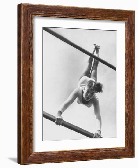 US Gymnast Muriel Davis Practicing at the National Gymnastic Clinic-Stan Wayman-Framed Photographic Print