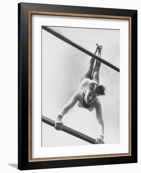 US Gymnast Muriel Davis Practicing at the National Gymnastic Clinic-Stan Wayman-Framed Photographic Print