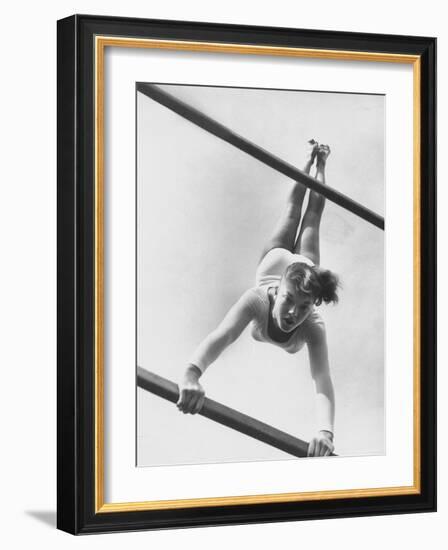 US Gymnast Muriel Davis Practicing at the National Gymnastic Clinic-Stan Wayman-Framed Photographic Print