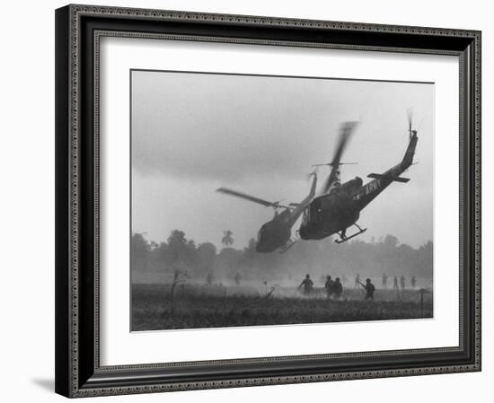 US Helicopters Carrying South Vietnamese Troops in Raid on Viet Cong Positions-Larry Burrows-Framed Photographic Print