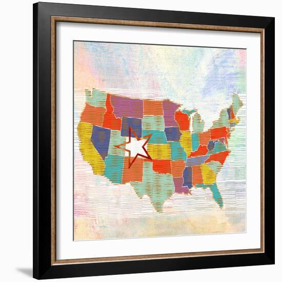 US    lower 48, states, us map-Robbin Rawlings-Framed Art Print