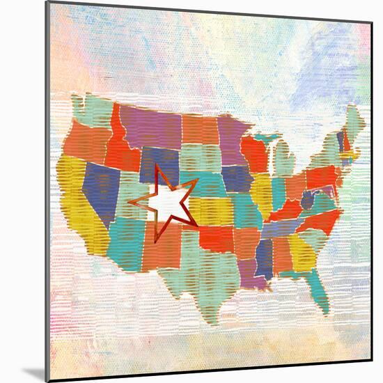 US    lower 48, states, us map-Robbin Rawlings-Mounted Art Print