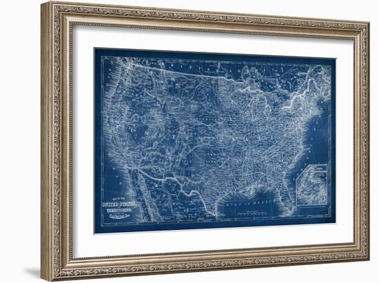 US Map Blueprint-Vision Studio-Framed Art Print