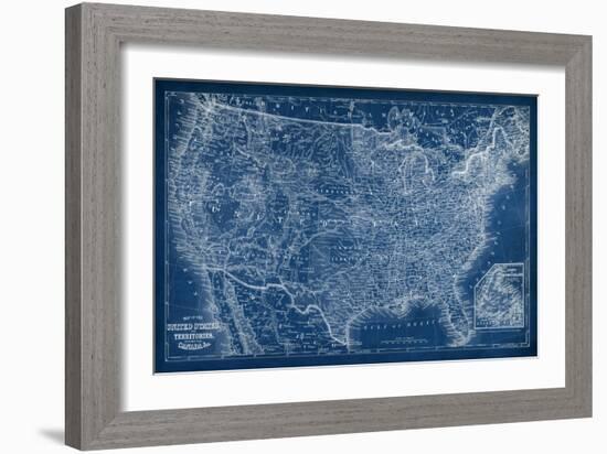 US Map Blueprint-Vision Studio-Framed Art Print