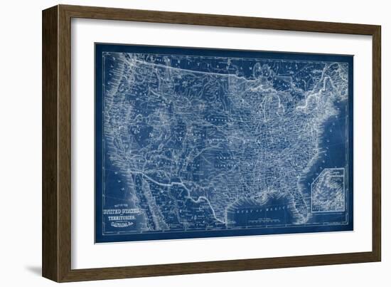 US Map Blueprint-Vision Studio-Framed Art Print