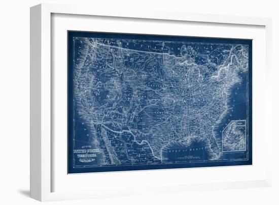 US Map Blueprint-Vision Studio-Framed Art Print