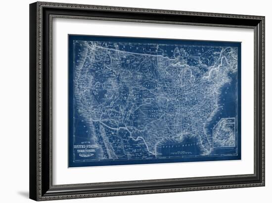 US Map Blueprint-Vision Studio-Framed Art Print