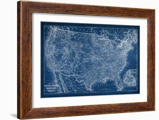 US Map Blueprint-Vision Studio-Framed Art Print