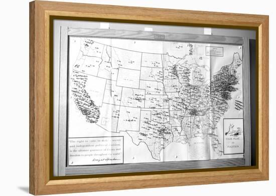 Us Map "Fair Play in Politics" Displaying Areas with Political Religious Bias, 1960-Walter Sanders-Framed Premier Image Canvas