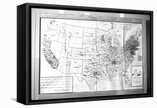 Us Map "Fair Play in Politics" Displaying Areas with Political Religious Bias, 1960-Walter Sanders-Framed Premier Image Canvas