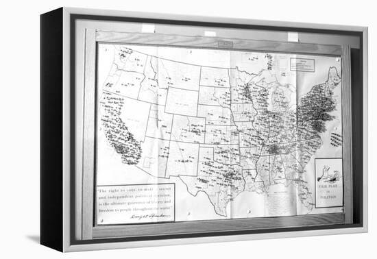 Us Map "Fair Play in Politics" Displaying Areas with Political Religious Bias, 1960-Walter Sanders-Framed Premier Image Canvas