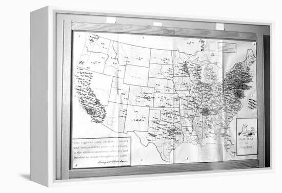 Us Map "Fair Play in Politics" Displaying Areas with Political Religious Bias, 1960-Walter Sanders-Framed Premier Image Canvas