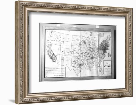 Us Map "Fair Play in Politics" Displaying Areas with Political Religious Bias, 1960-Walter Sanders-Framed Photographic Print