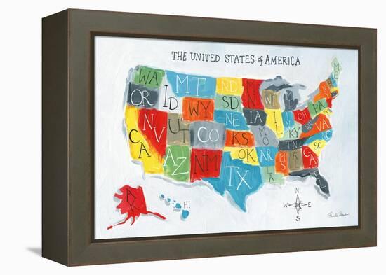 US Map-Farida Zaman-Framed Stretched Canvas