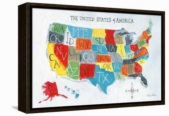 US Map-Farida Zaman-Framed Stretched Canvas
