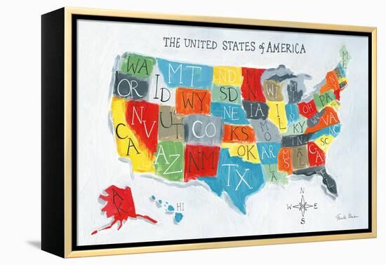 US Map-Farida Zaman-Framed Stretched Canvas