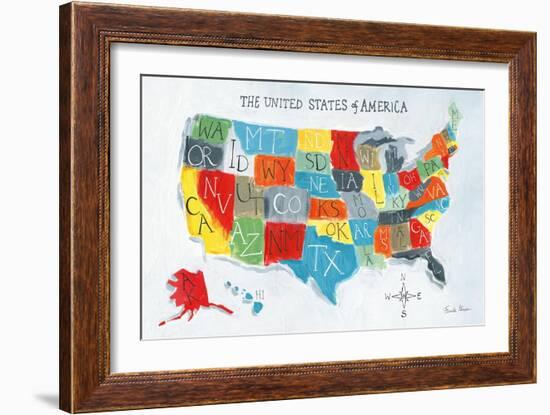 US Map-Farida Zaman-Framed Art Print