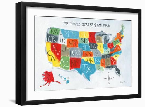 US Map-Farida Zaman-Framed Art Print