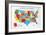 US Map-Farida Zaman-Framed Art Print