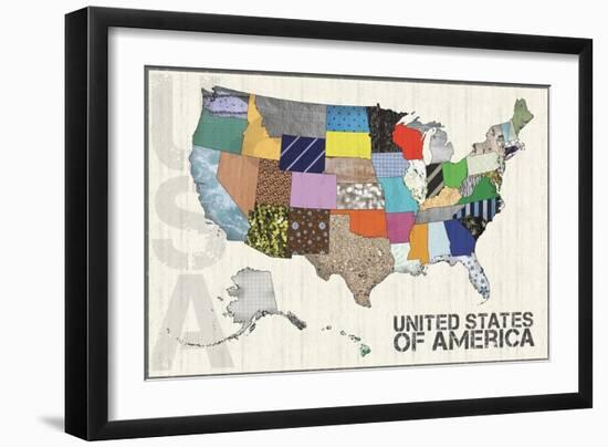 US Map-Lauren Gibbons-Framed Art Print