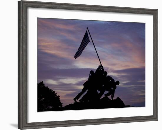 US Marine Corps Memorial is Silhouetted Against the Early Morning Sky in Arlington, Virginia-null-Framed Photographic Print