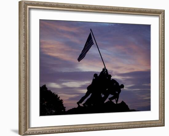 US Marine Corps Memorial is Silhouetted Against the Early Morning Sky in Arlington, Virginia-null-Framed Photographic Print