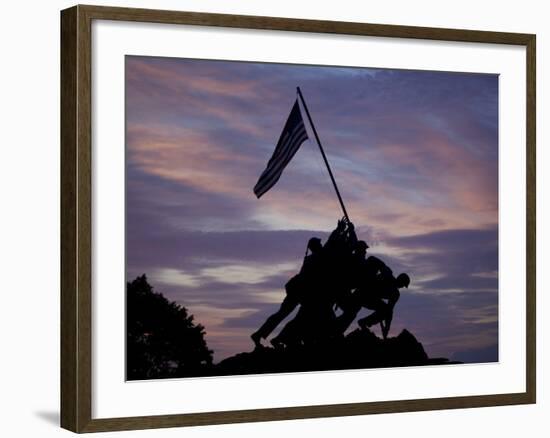 US Marine Corps Memorial is Silhouetted Against the Early Morning Sky in Arlington, Virginia-null-Framed Photographic Print